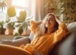 woman sitting on couch